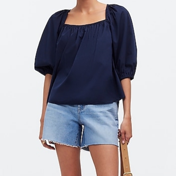 Madewell Puff-Sleeve Babydoll Top size 12 NWT - Picture 2 of 3